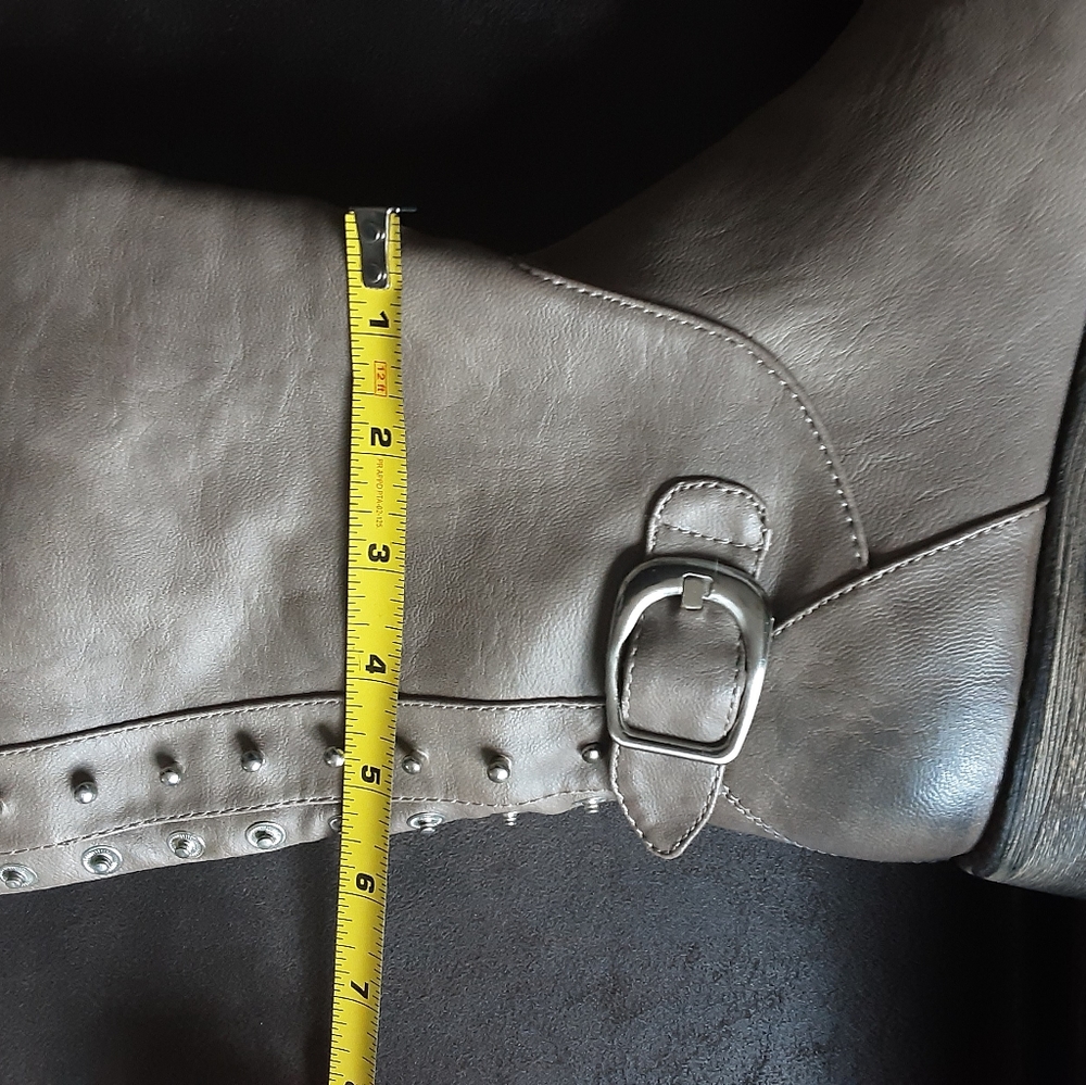 NWOB GRAY/TAUPE TALL RIDING BOOT 8 - Picture 8 of 10